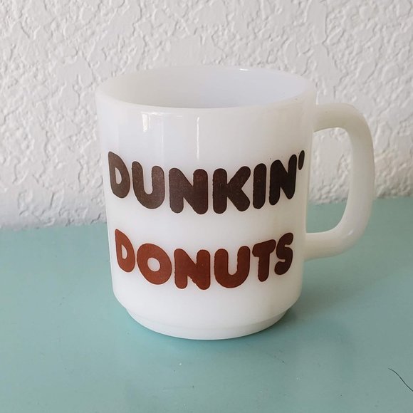 Vintage 70s 80s Dunkin Donuts Retro Logo Coffee Tea Mug Glasbake Milk Glass